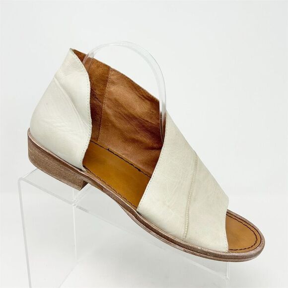 Free People Mont Blanc White Cream Leather Heeled Sandals Size 40 (US 10) - Picture 1 of 13